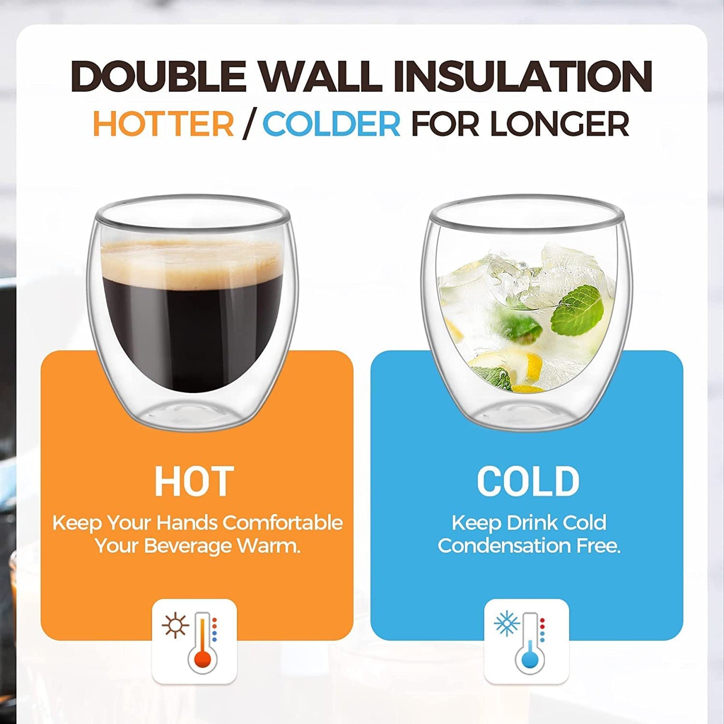 Insulated Double Wall Glass Pair - 250ml