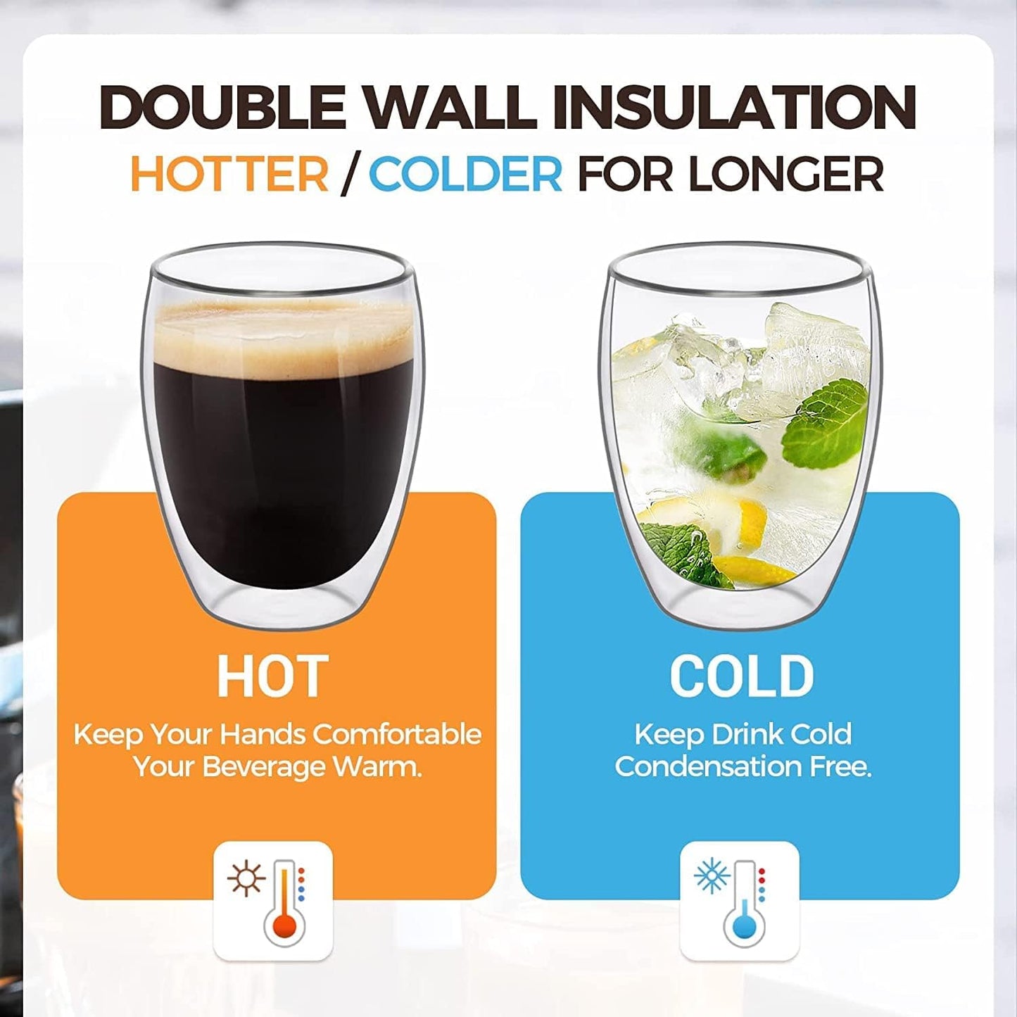 Upgrade Your Sip | Medium 350ml Double Wall Glass | No Heat, No Sweat, Just Pure Taste