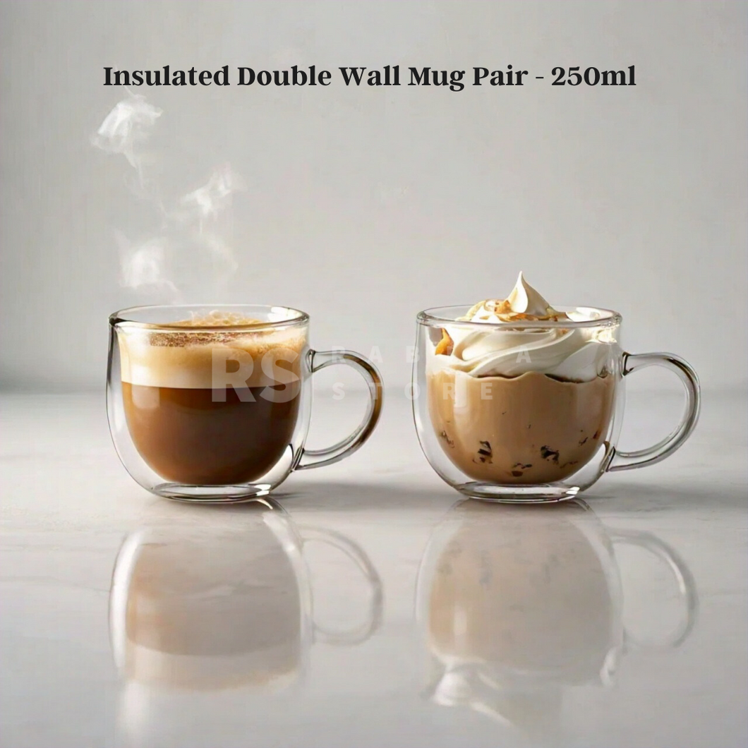 Insulated Double Wall Mug Pair - 250ml