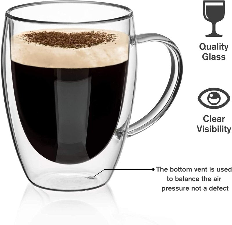 Affordable Medium 350ml Double Wall Glass Mug | No Heat, No Sweat, Just Pure Taste