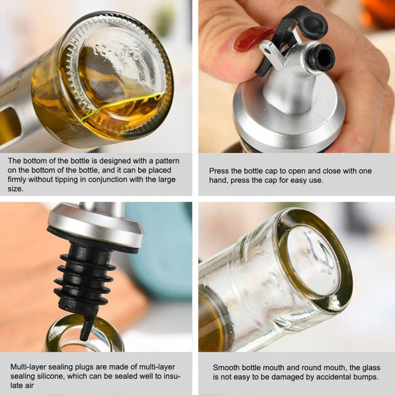 Glass and Stainless Steel Oil-Vinegar Dispenser with Measuring Scale Leakproof Cruet Bottle - 300ML