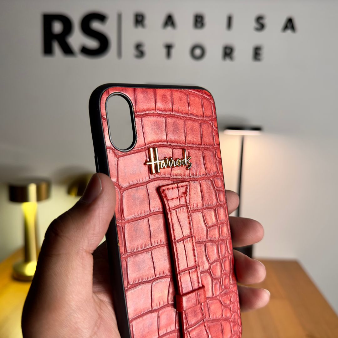 Luxury Designer iPhone XS Max Croc Leather Red Case