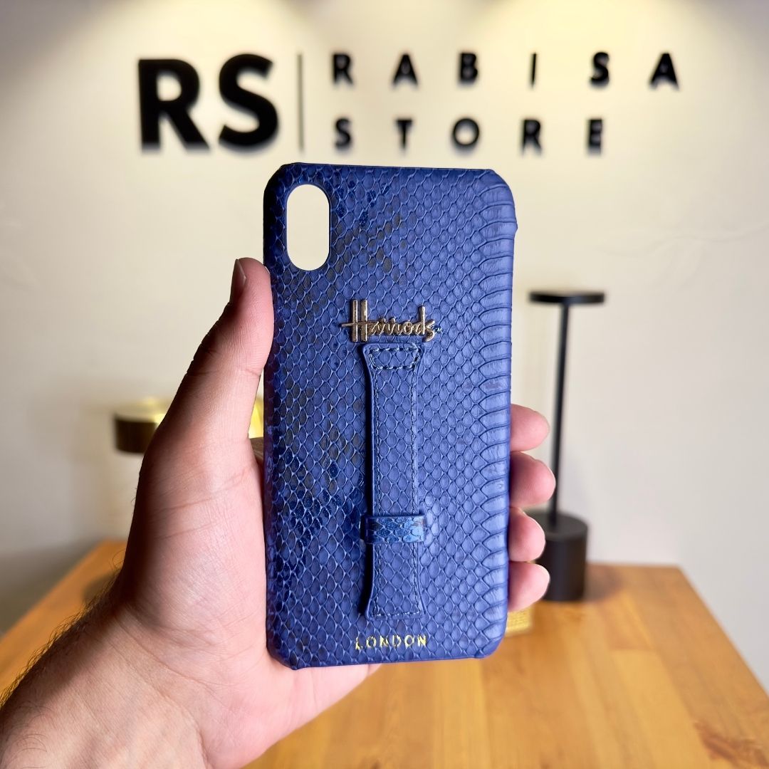 Luxury Designer iPhone XS Max Premium Leather Blue Case