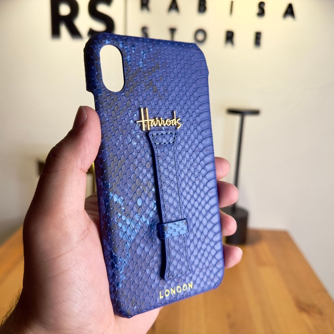Luxury Designer iPhone XS Max Premium Leather Blue Case