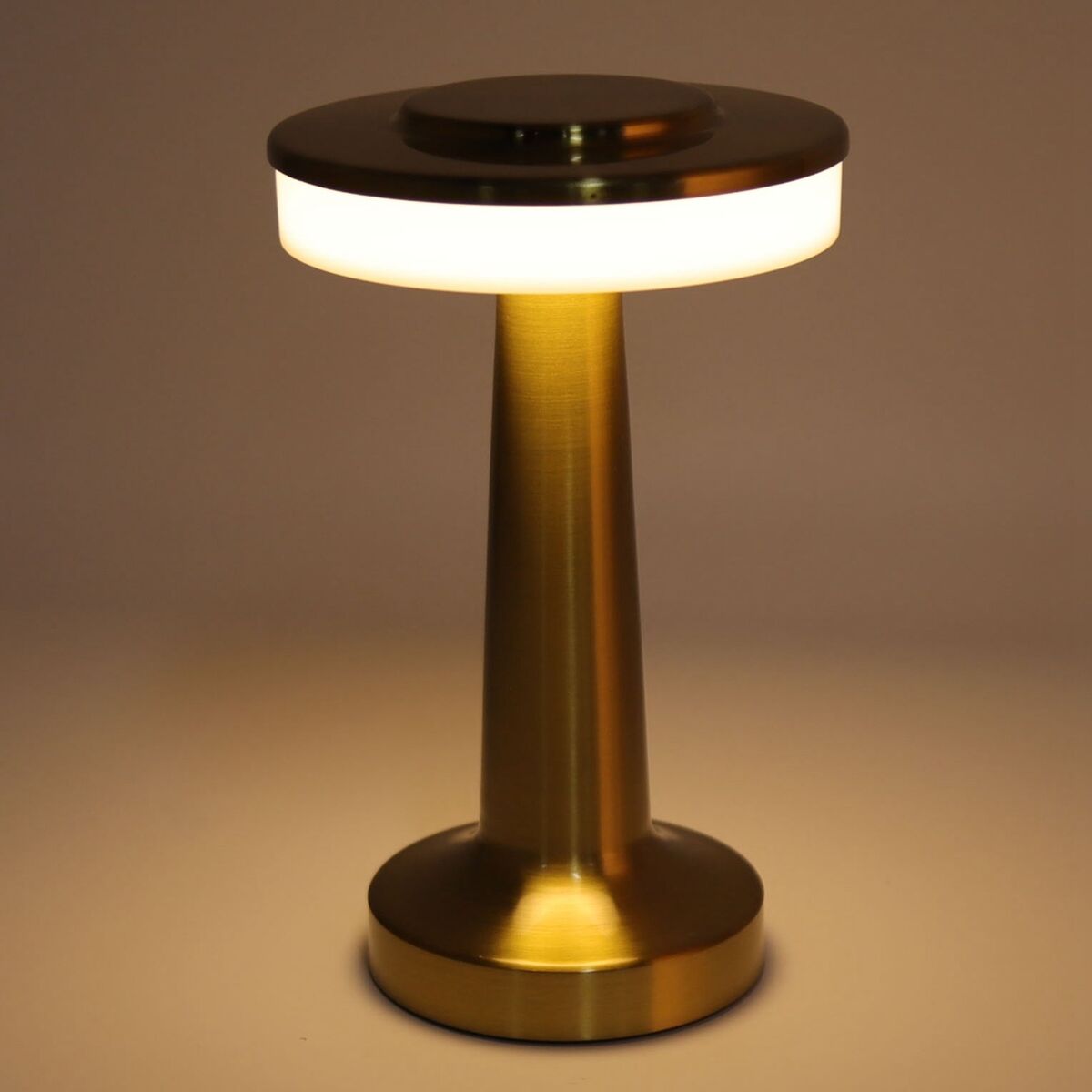 Golden Wide LED Desk Lamp with Touch Sensor - 3 Light Modes, Dimmable, and USB Rechargeable Medium Size