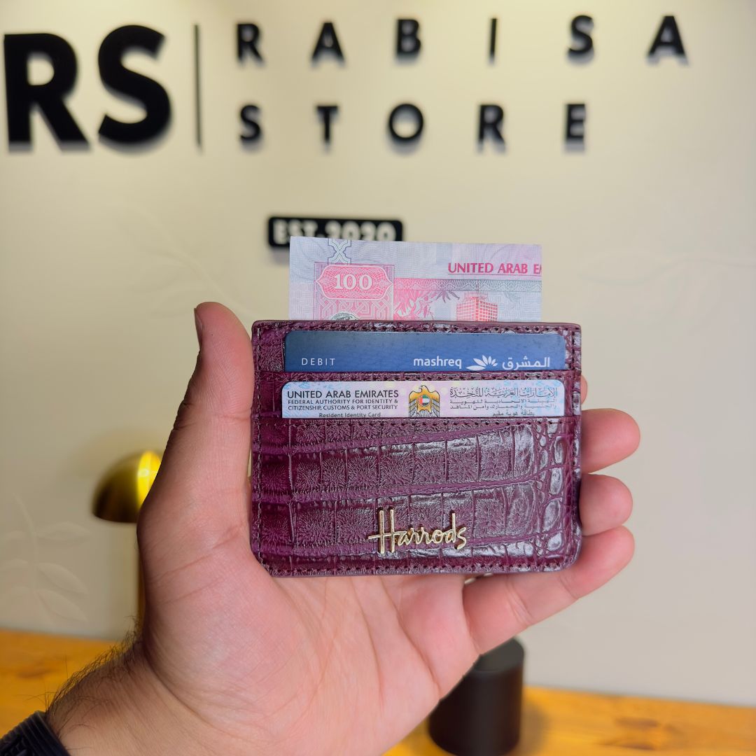 Premium Leather Card Holder - Fuchsia