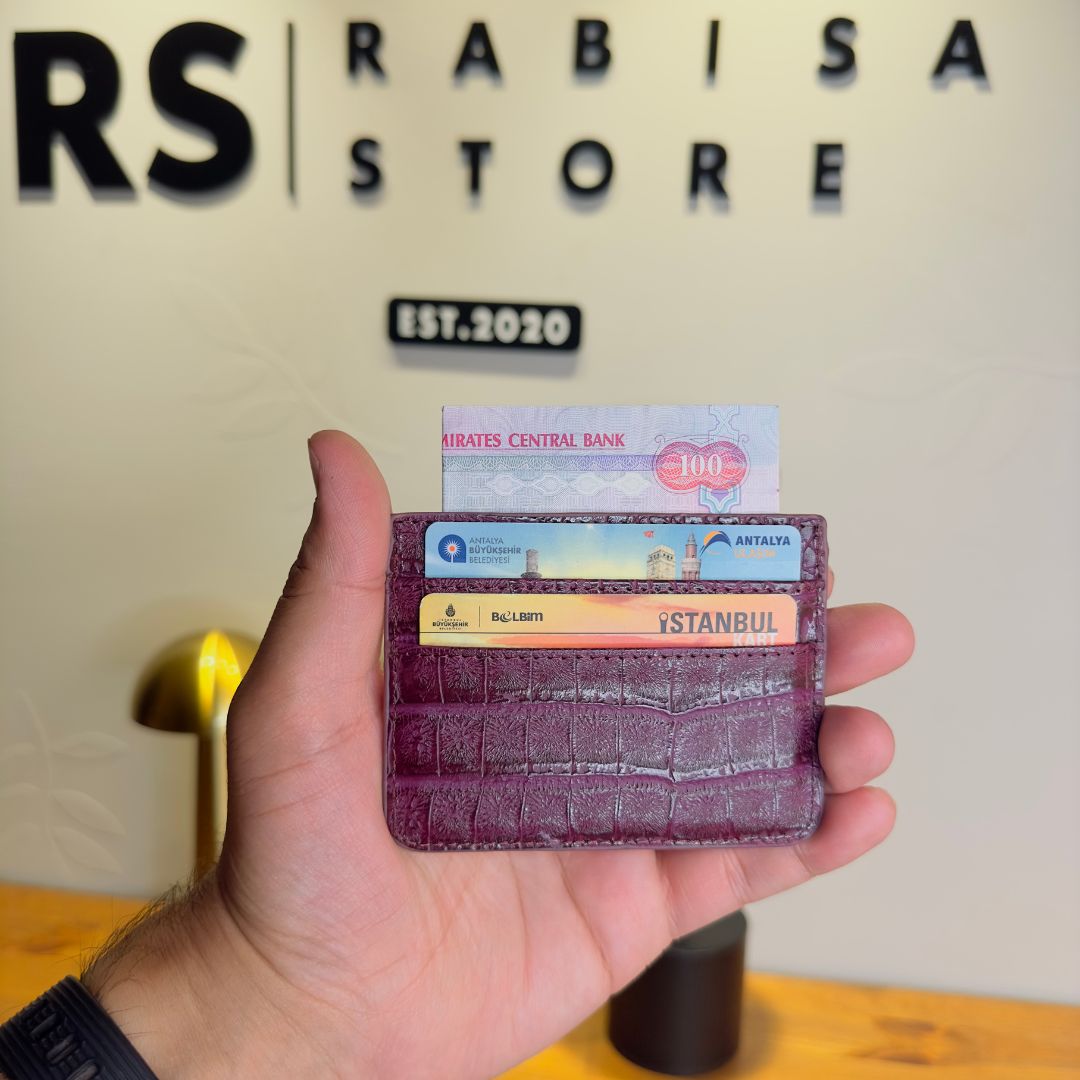 Premium Leather Card Holder - Fuchsia