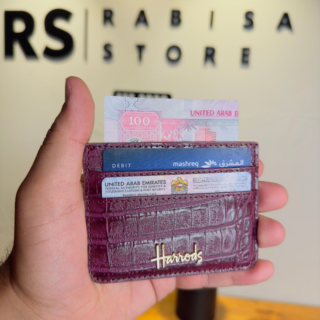 Premium Leather Card Holder - Fuchsia