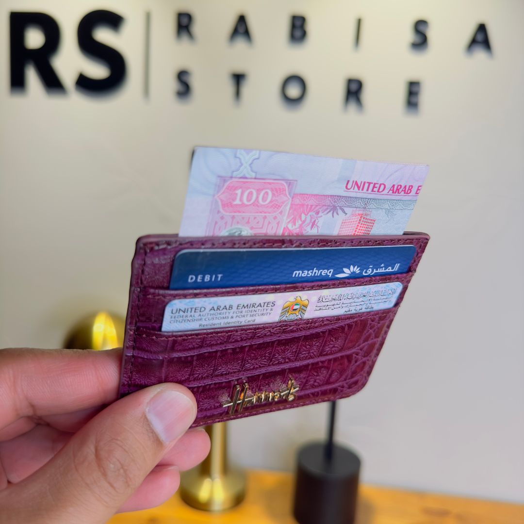 Premium Leather Card Holder - Fuchsia