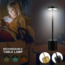 Load image into Gallery viewer, Black Retro Tall LED Desk Lamp - 3 Light Modes, Dimmable, and USB Rechargeable
