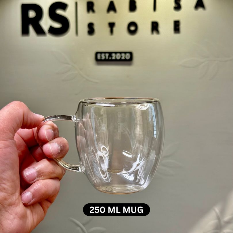 Upgrade Your Sip | Regular 250ml Double Wall Glass Mugs (Set of 2) | No Heat, No Sweat, Just Pure Taste