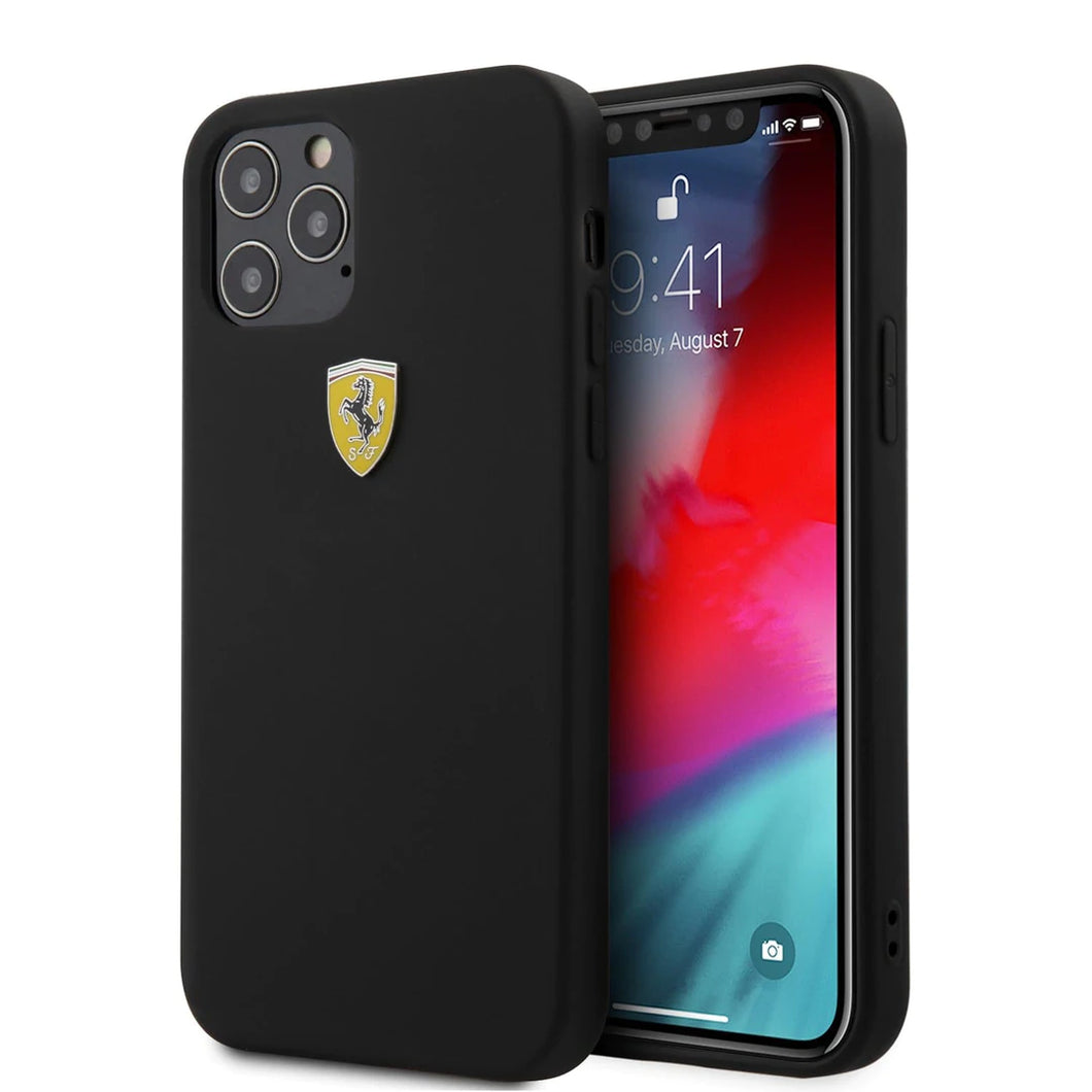 Ferrari iPhone 12 Pro Max Silicone With Microfiber Case Black