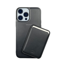 Load image into Gallery viewer, HDD Matte Leather iPhone 14 Pro Max Case With Magnetic Card Holder Black
