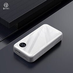 DIVI 10000 mAh Mini Power Bank With LCD Display PD 18W Fast Charging White