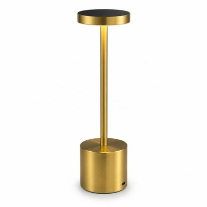 Golden Retro Tall LED Desk Lamp - 3 Light Modes, Dimmable, and USB Rechargeable