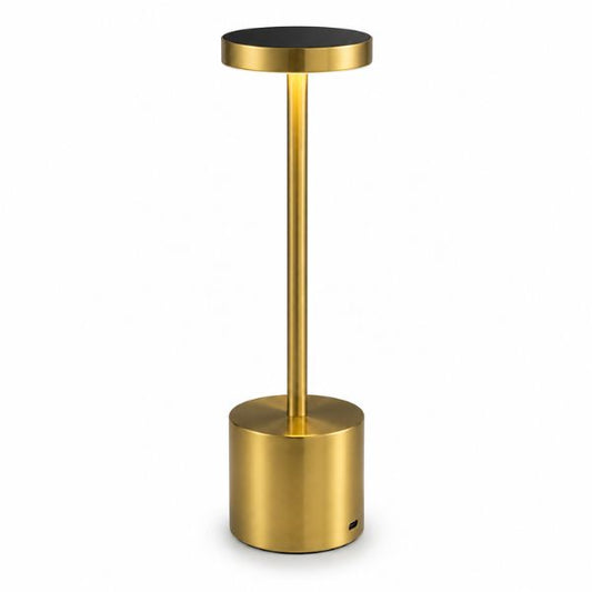 Golden Retro Tall LED Desk Lamp - 3 Light Modes, Dimmable, and USB Rechargeable