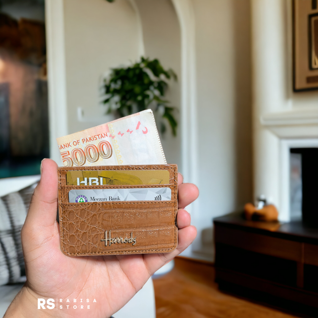 Designer Leather Card Holder Brown