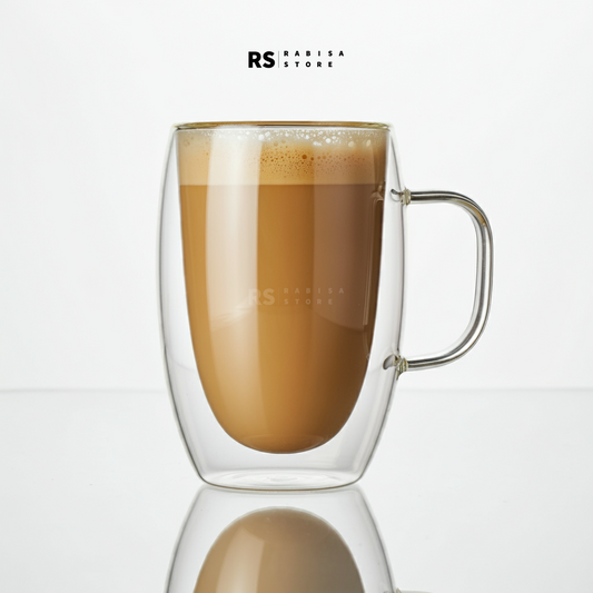 Double Wall Thermal Insulated Glass Mug Tall - 450ml