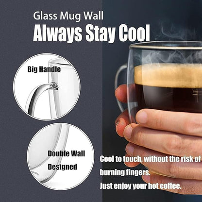 Double Wall Thermal Insulated Glass Mug - 350ml