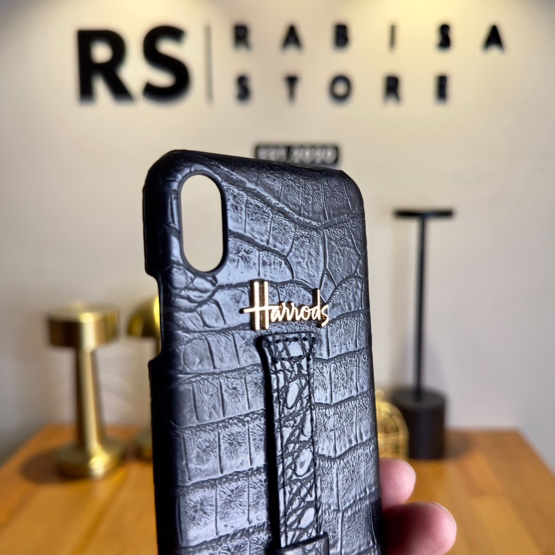 Luxury Designer iPhone X/XS Croc Leather Black Case