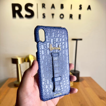 Luxury Designer iPhone XS Max Croc Leather Blue Case