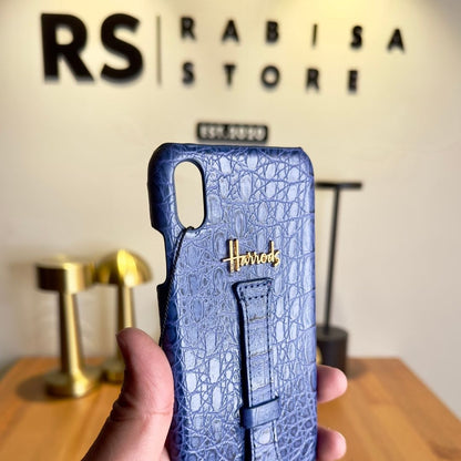 Luxury Designer iPhone XS Max Croc Leather Blue Case