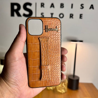 iPhone 11 Pro Designer Croc Leather Case-Brown