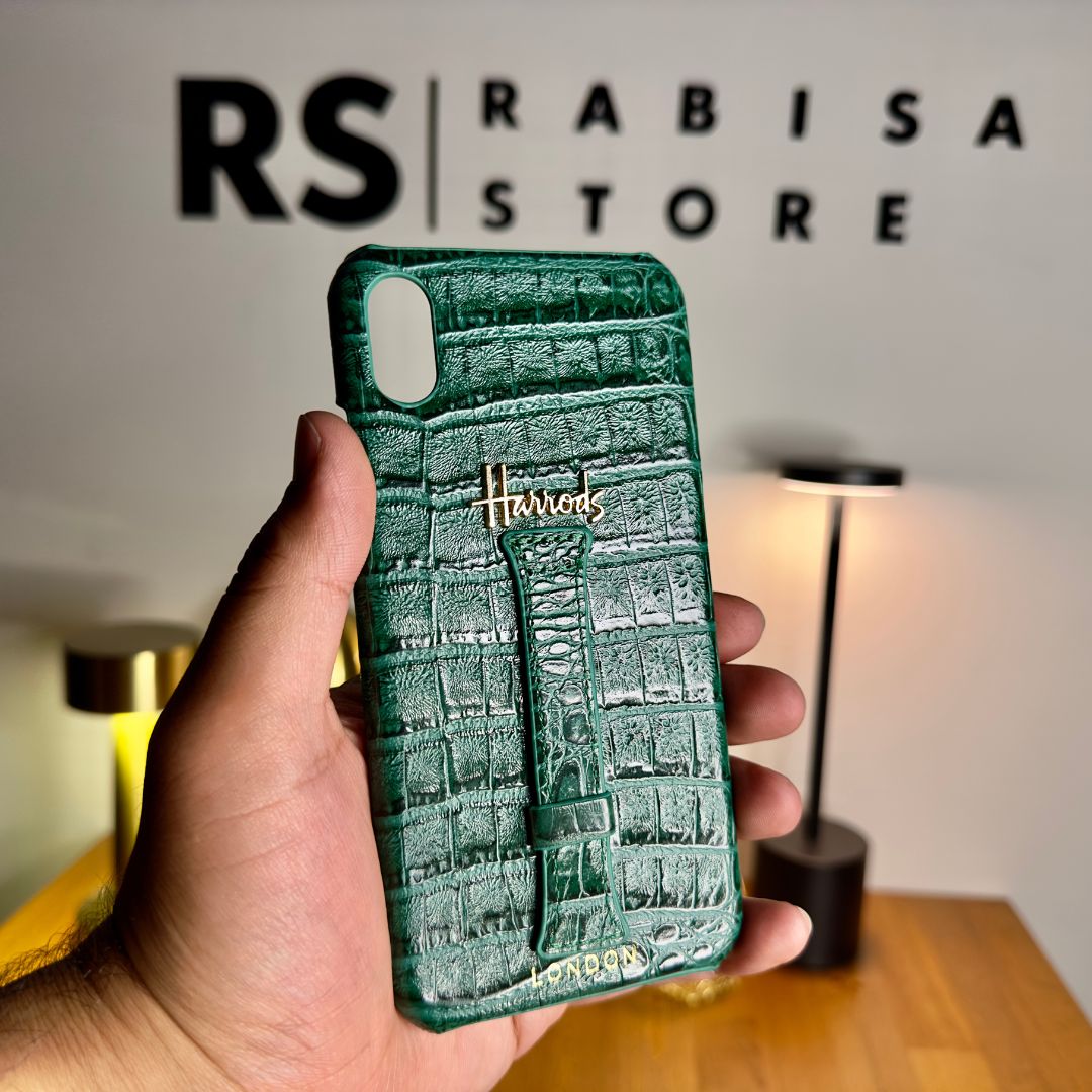 Luxury Designer iPhone X/XS Croc Leather Green Case