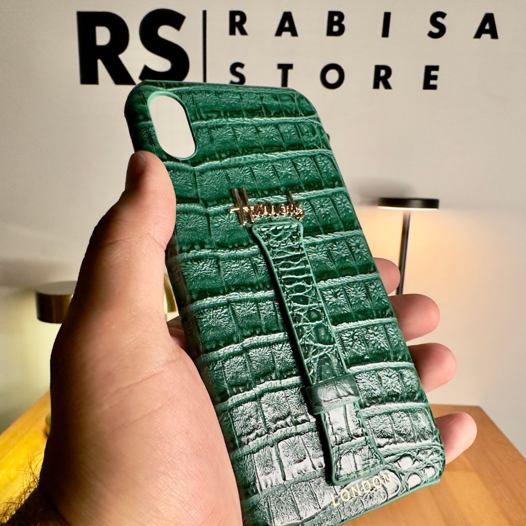 Luxury Designer iPhone X/XS Croc Leather Green Case