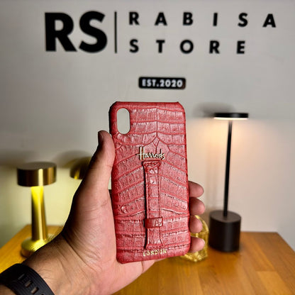 Luxury Designer iPhone X/XS Croc Leather Red Case