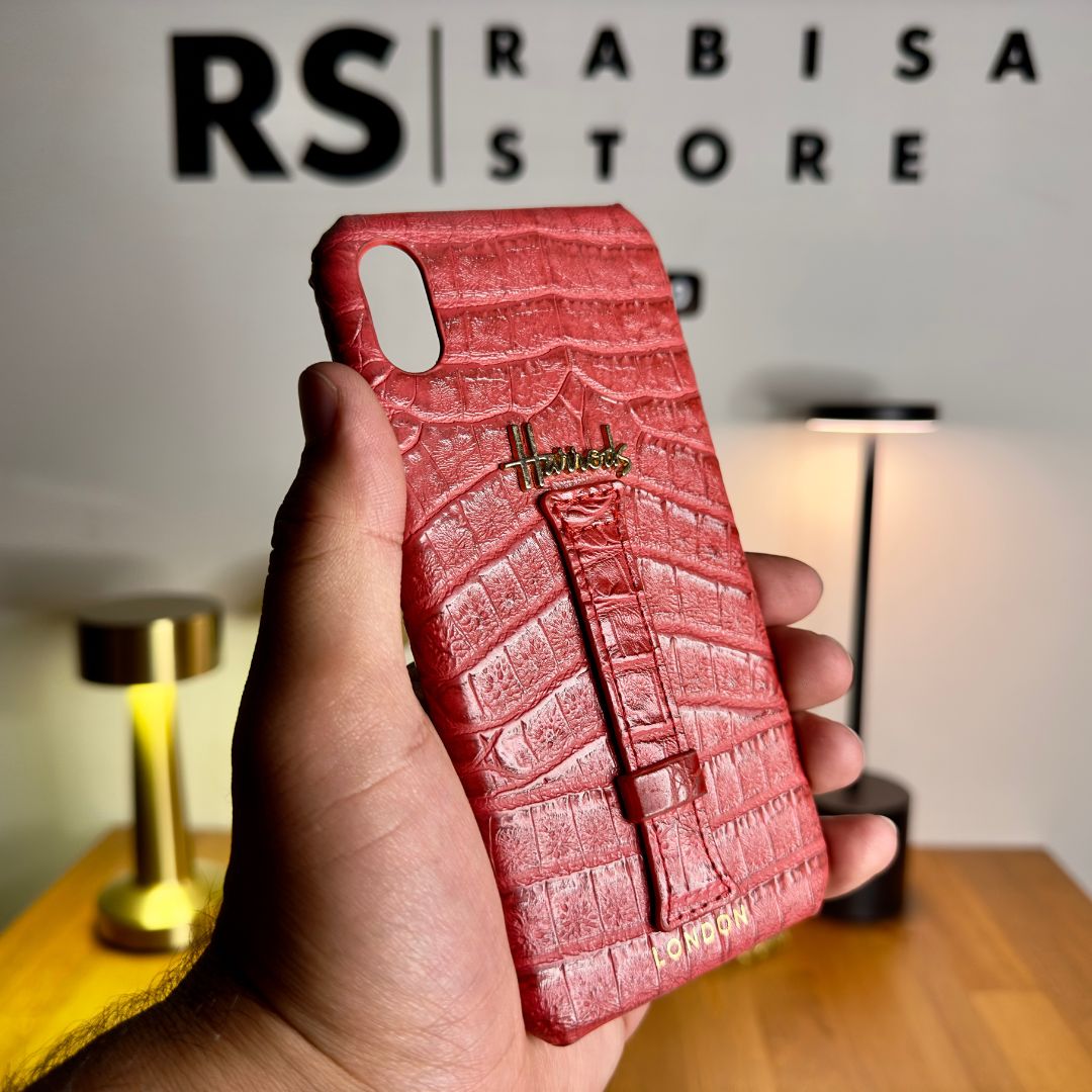 Luxury Designer iPhone X/XS Croc Leather Red Case