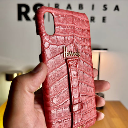 Luxury Designer iPhone X/XS Croc Leather Red Case