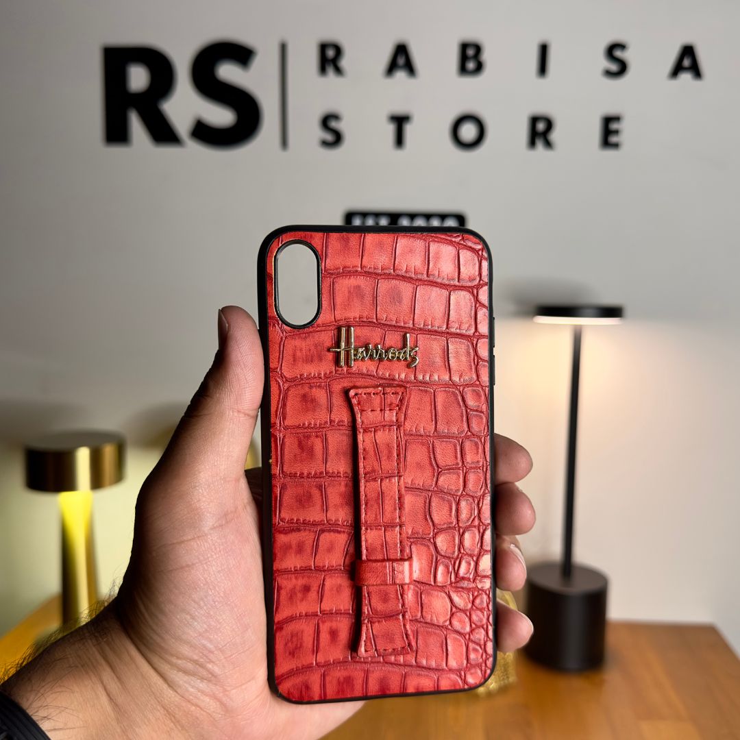 Luxury Designer iPhone XS Max Croc Leather Red Case