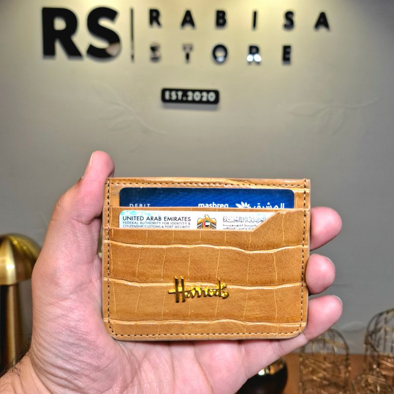 Premium Leather Card Holder - Caramel Brown