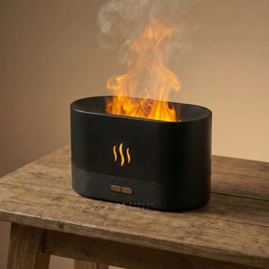 Flame Aroma Diffuser - Real Flame Effect, 8 Light Colors, Auto Power Off, USB-C, Night Light & Humidifier