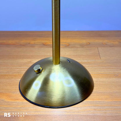 Elegant Rechargeable Touch LED Table Lamp – White Pleated Shade & Golden Base