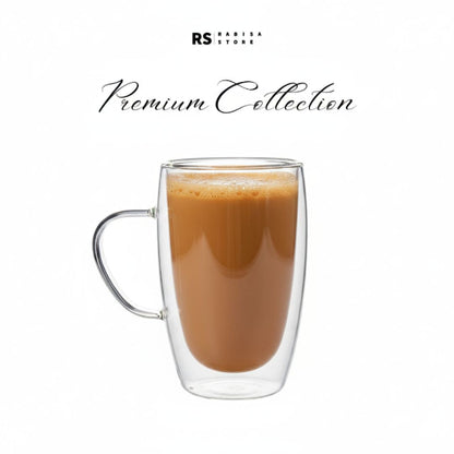 Premium Large 450ml Double Wall Glass Mug | No Heat, No Sweat, Just Pure Taste