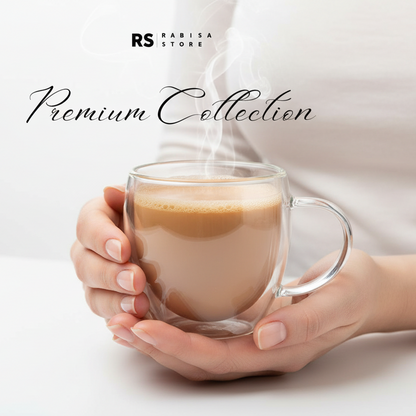 Premium Double Wall Glass Mugs (Pack of 2) – 200ml Heat Resistant Cups for Tea & Coffee