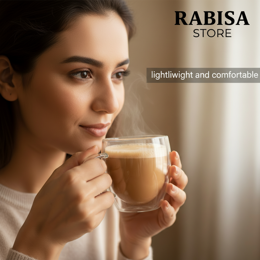 Premium Double Wall Glass Mugs (Pack of 2) – 200ml Heat Resistant Cups for Tea & Coffee