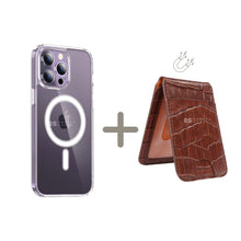 Load image into Gallery viewer, iPhone 14 Pro Max Magsafe Case With Attachable Mini Mag Magnetic Wallet Brown
