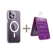 Load image into Gallery viewer, iPhone 14 Pro Max Magsafe Case With Attachable Mini Mag Magnetic Wallet Purple
