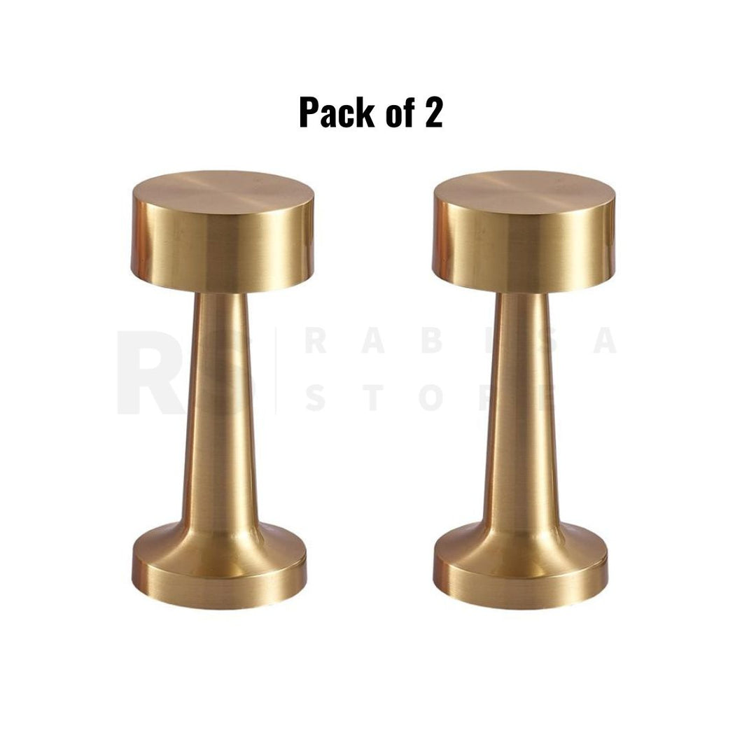 LED Desk Lamp Recharging 3 Light Mode Dimmable Table Lamp Touch Sensor USB Type C For Home Office Outdoor Picnic Golden Color Pack of 2
