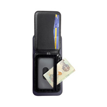 Load image into Gallery viewer, Mini MagSafe Bi Fold Wallet And Phone Stand Genuine Leather Black
