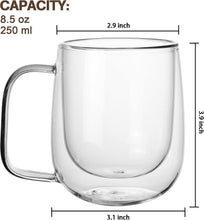 Load image into Gallery viewer, Double Wall Mug 320 ML Insulated Glass Cup Heat Resistant for Tea Coffee Hot &amp; Cold
