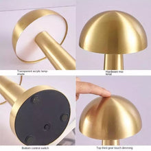 Load image into Gallery viewer, LED Desk Lamp Recharging 3 Light Mode Dimmable Table Lamp Touch Sensor USB Type C For Home Office Outdoor Picnic Golden Color Mushroom Design (Golden)
