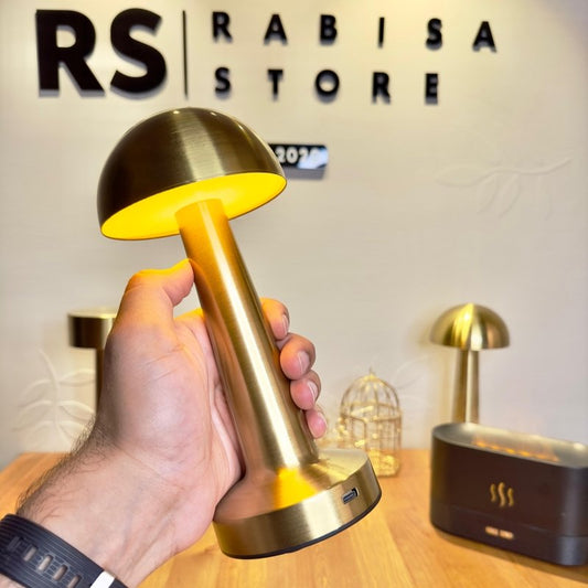 Golden Mushroom LED Desk Lamp - 3 Light Modes, Dimmable, USB Type-C & Touch Sensor