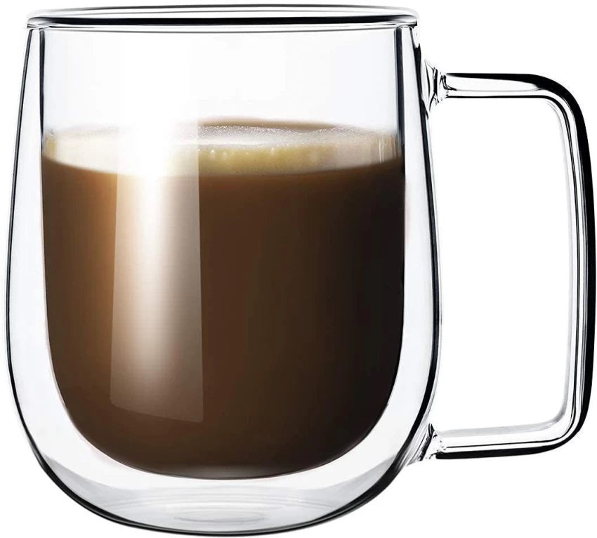 Double Wall Mug 320 ML Insulated Glass Cup Heat Resistant for Tea Coffee Hot & Cold