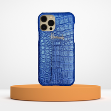 Load image into Gallery viewer, iPhone 11 Pro Designer Croc Leather Case-Blue
