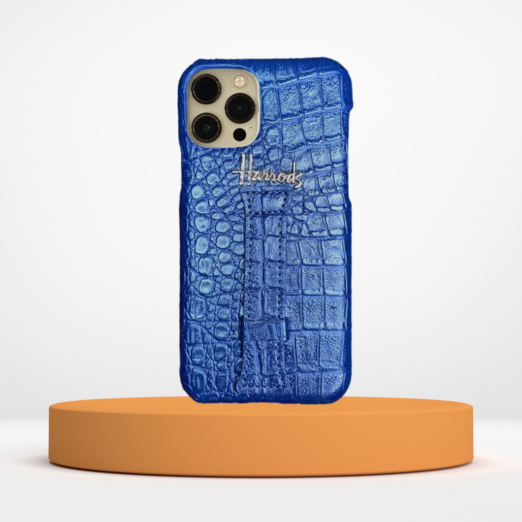 iPhone 11 Pro Designer Croc Leather Case-Blue