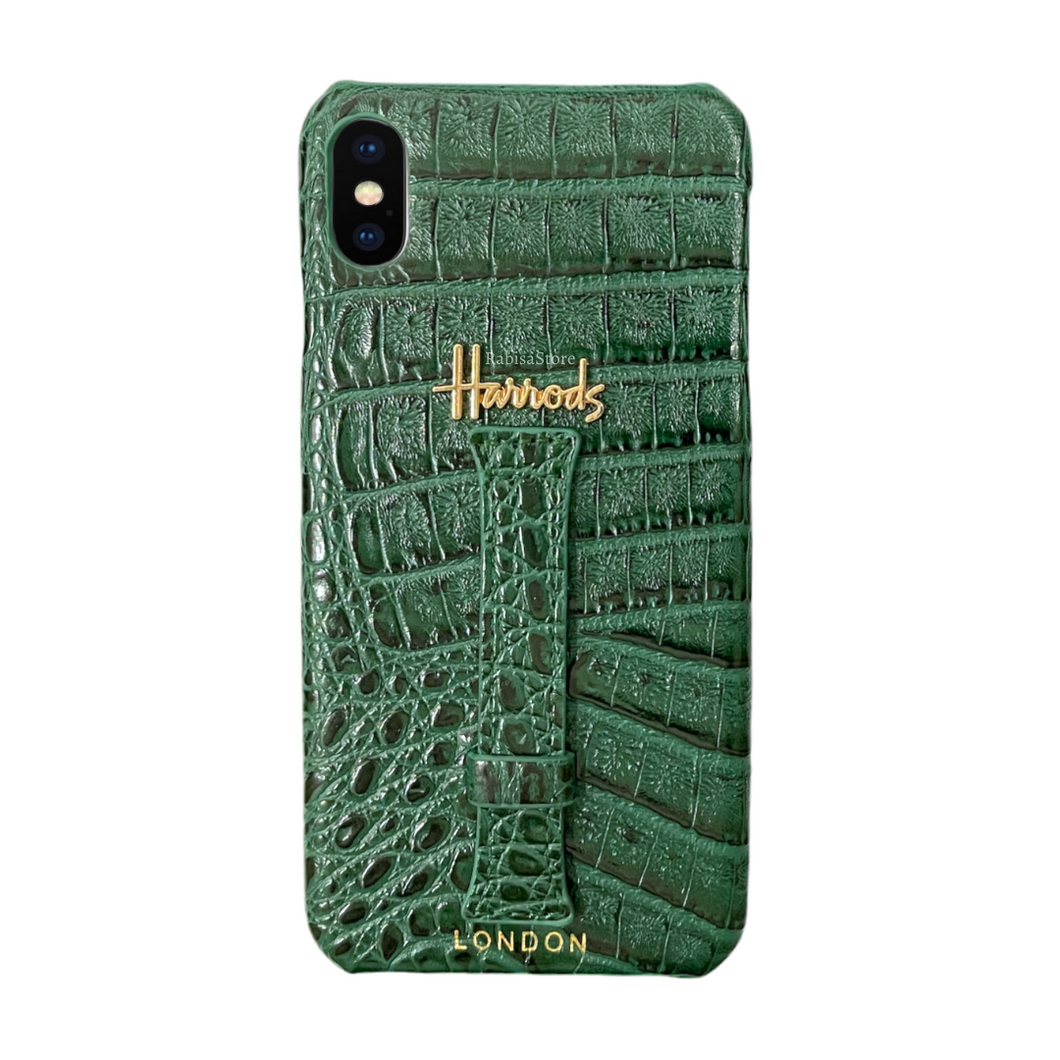 Luxury Designer iPhone XS Max Croc Leather Green Case